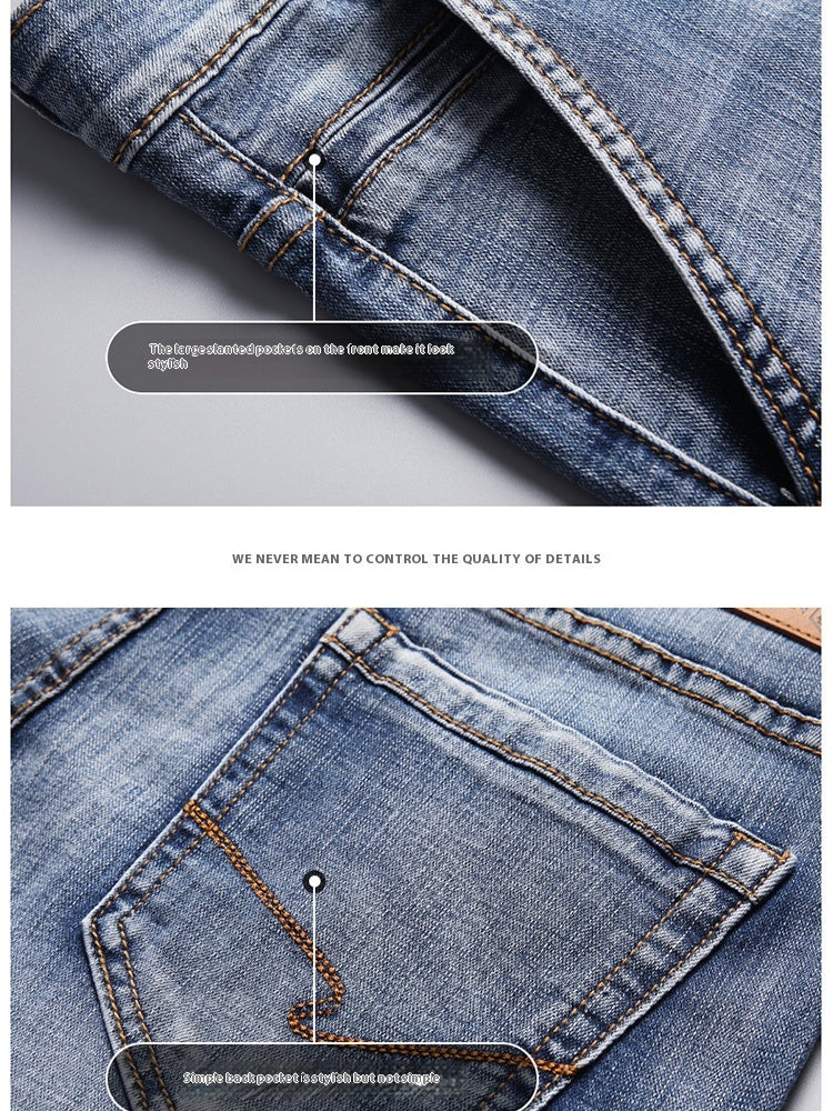 Men’s Retro Loose-Fit Jeans – Lightweight Tapered Summer Denim