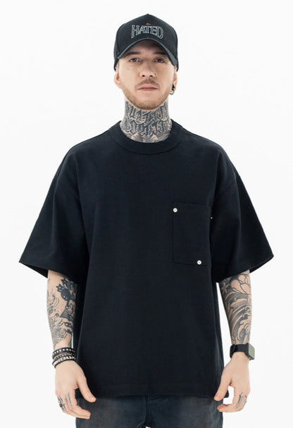 Men’s Classic Triangle Patch Tee – Heavyweight Loose-Fit T-Shirt