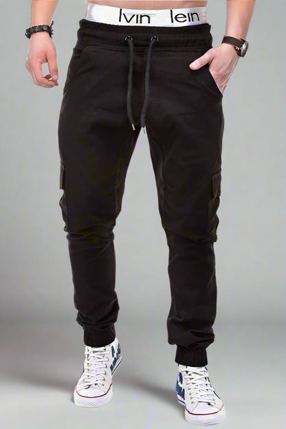 Men’s Cargo Jogger Pants – Drawstring Waist with Side Pockets