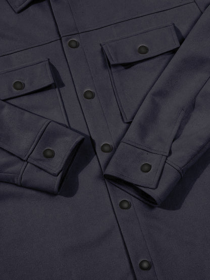 Men’s Suede Button-Up Jacket – Mid-Length Casual Outerwear