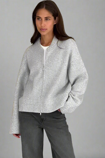 Women’s Casual Zip-Up Knit Sweater