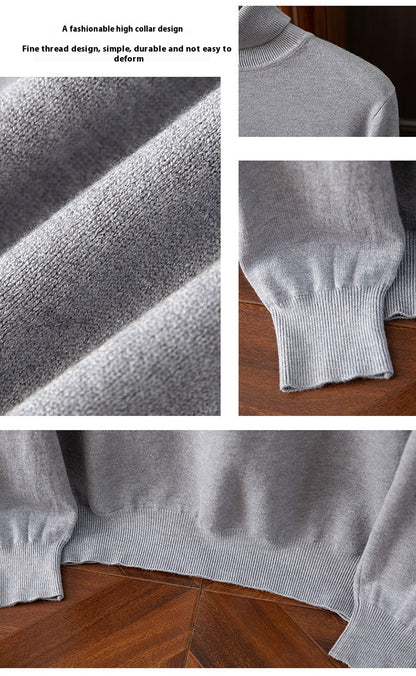Men’s Turtleneck Pullover Sweater – Thick Warm Knit for Autumn & Winter