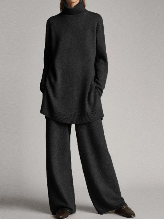 Women’s Knitted Sweater & Trousers Set – Cozy Two-Piece Lounge Outfit