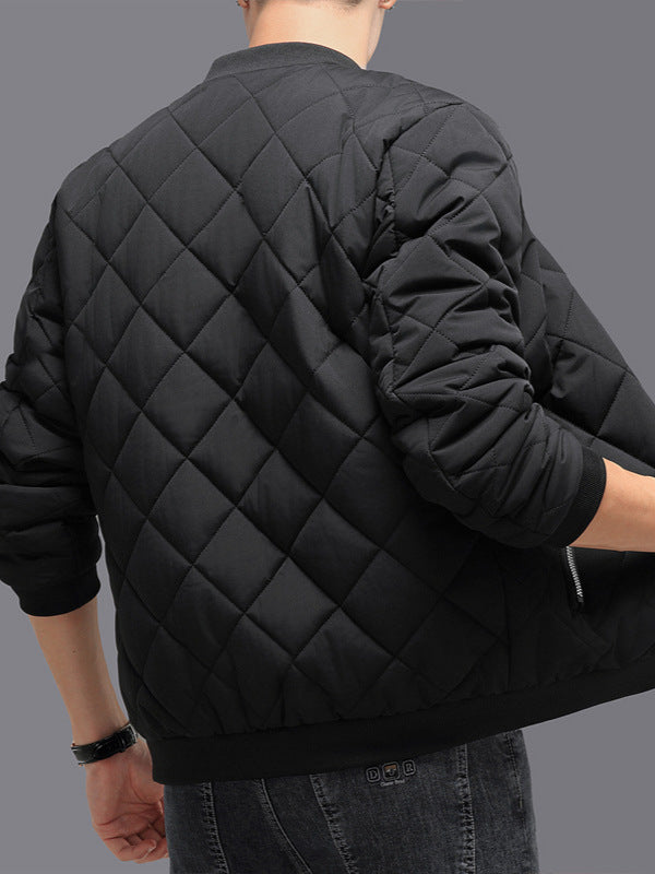 Men’s Quilted Cotton Baseball Jacket – Winter Warm, Windproof Casual Outerwear