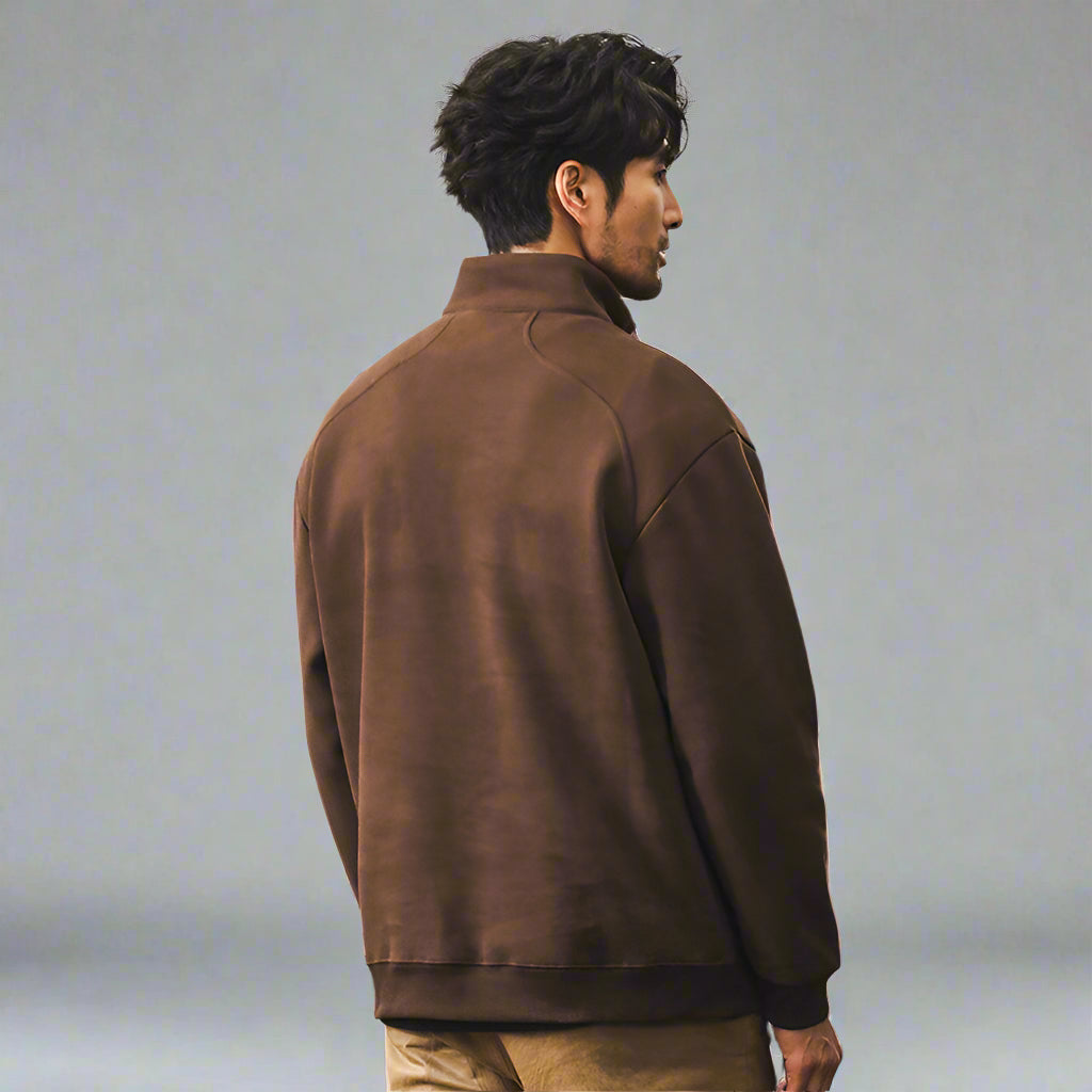 Men’s Fleece-Lined Zip-Up Pullover – Warm Cotton Jacket for Spring & Autumn