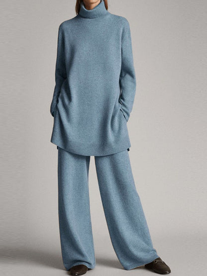 Women’s Knitted Sweater & Trousers Set – Cozy Two-Piece Lounge Outfit