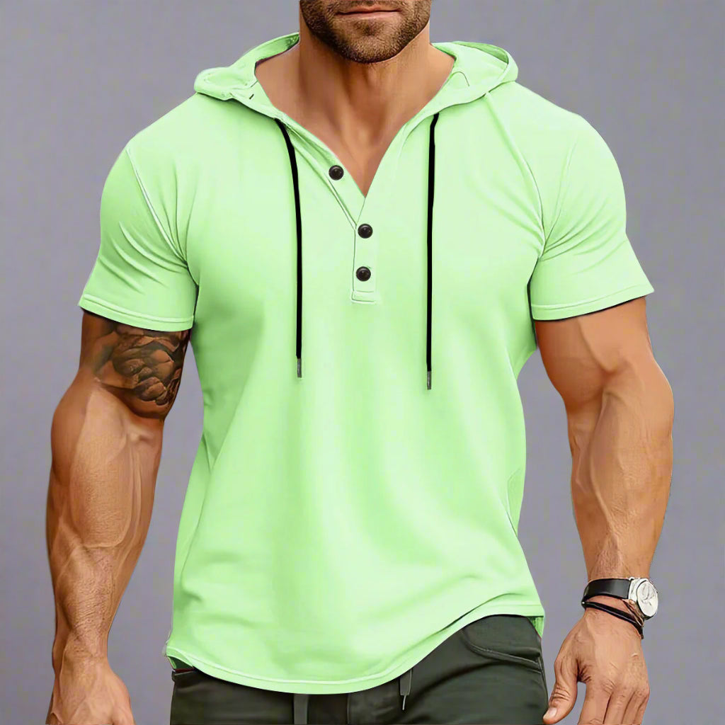 Men’s Hooded Workout Tee – Lightweight Short-Sleeve Fitness Top