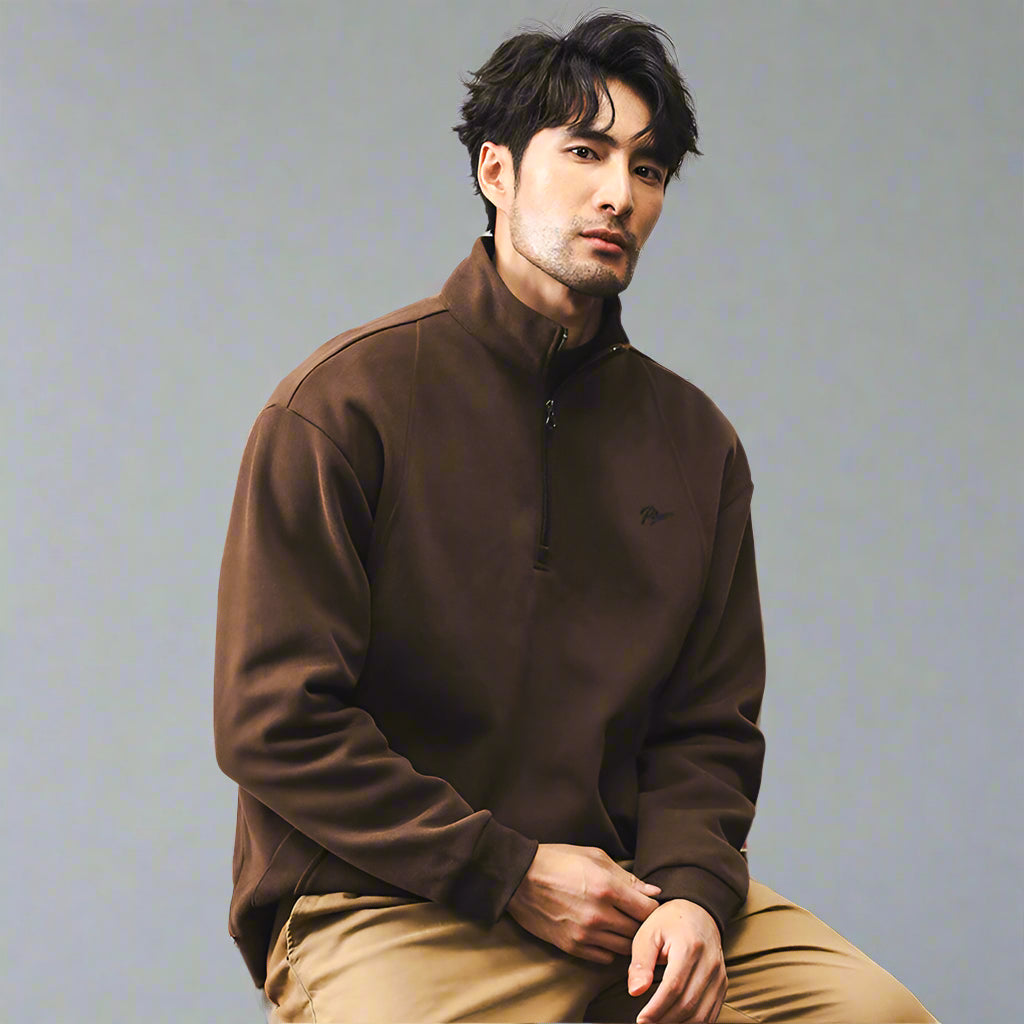 Men’s Fleece-Lined Zip-Up Pullover – Warm Cotton Jacket for Spring & Autumn