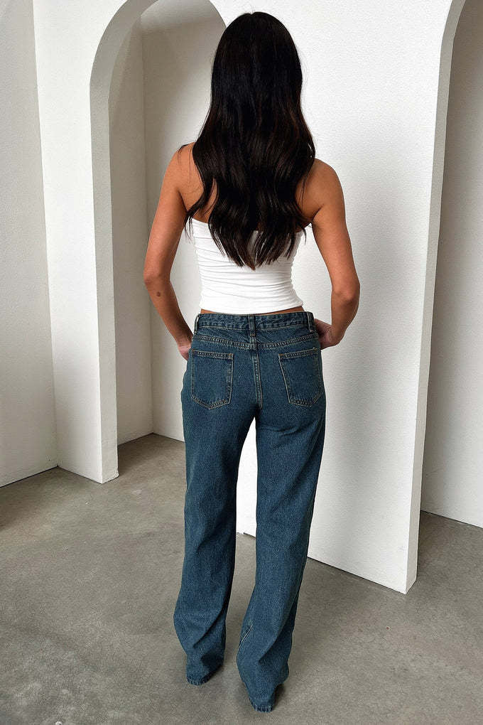 Retro Loose Fit Straight Denim Trousers