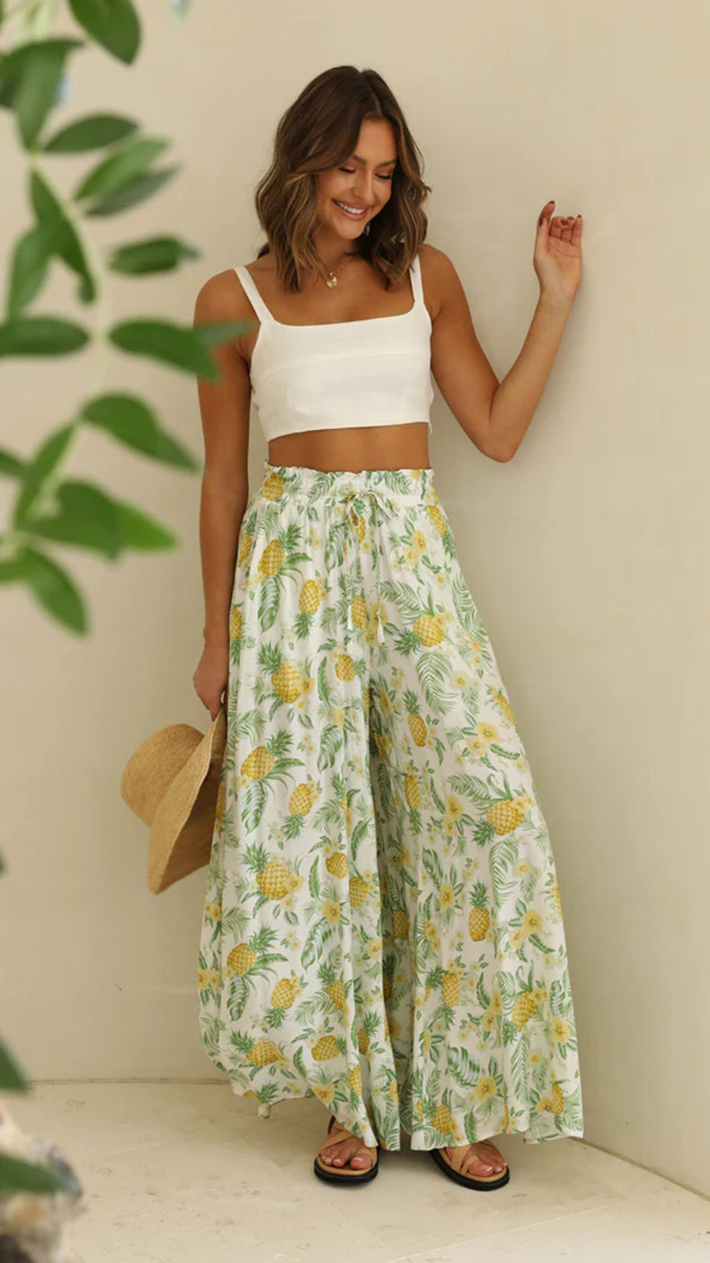Women’s High Waist Wide-Leg Lounge Pants with Pockets