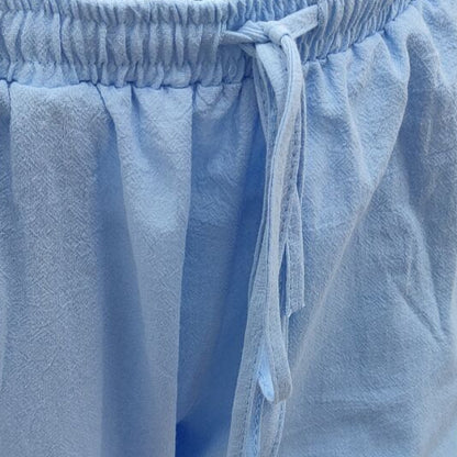 Women’s Summer Linen-Blend Drawstring Trousers with Pockets