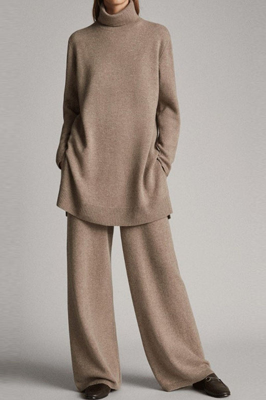 Women’s Knitted Sweater & Trousers Set – Cozy Two-Piece Lounge Outfit