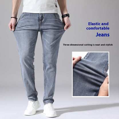 Men’s Retro Loose-Fit Jeans – Lightweight Tapered Summer Denim