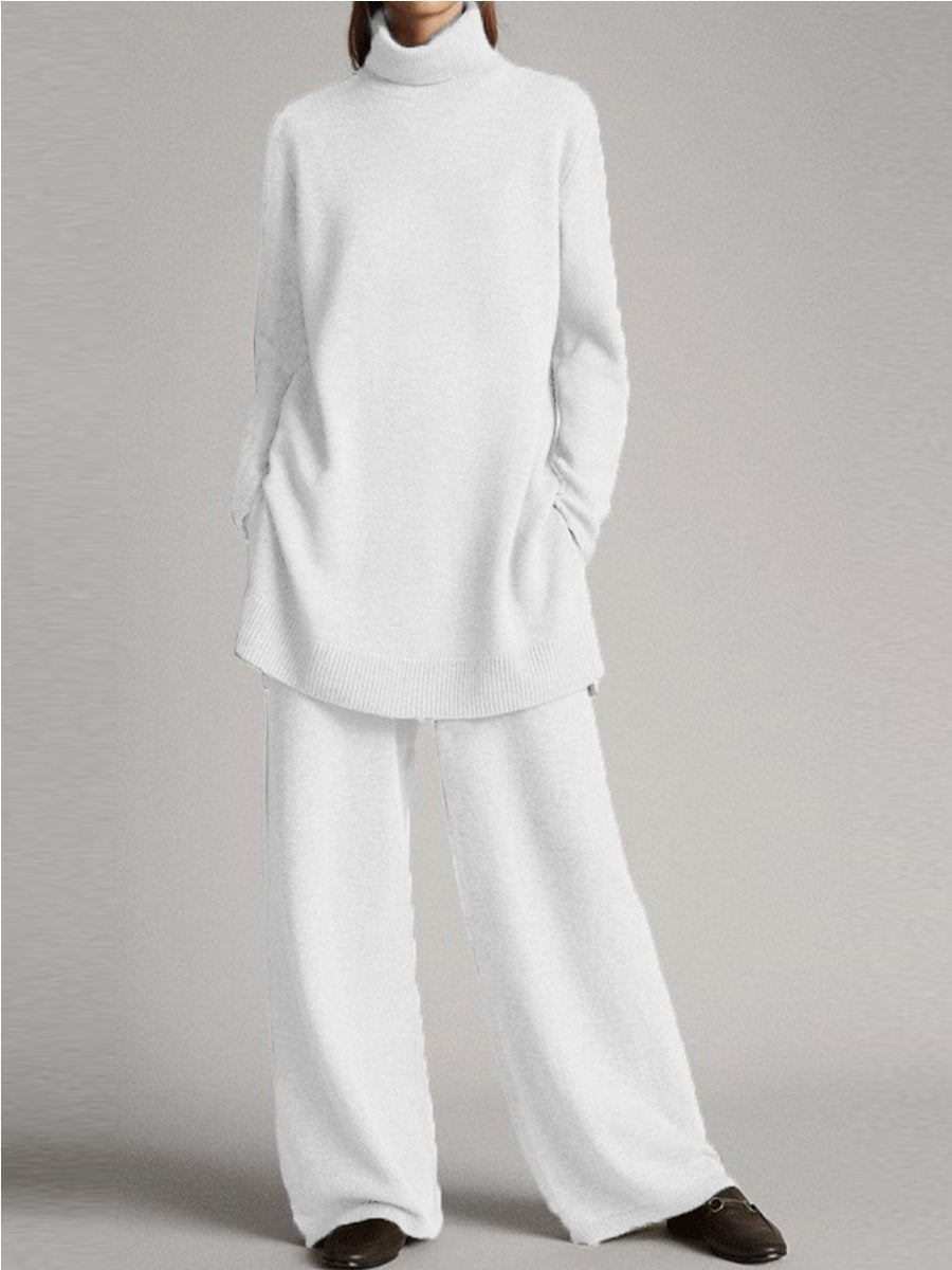 Women’s Knitted Sweater & Trousers Set – Cozy Two-Piece Lounge Outfit