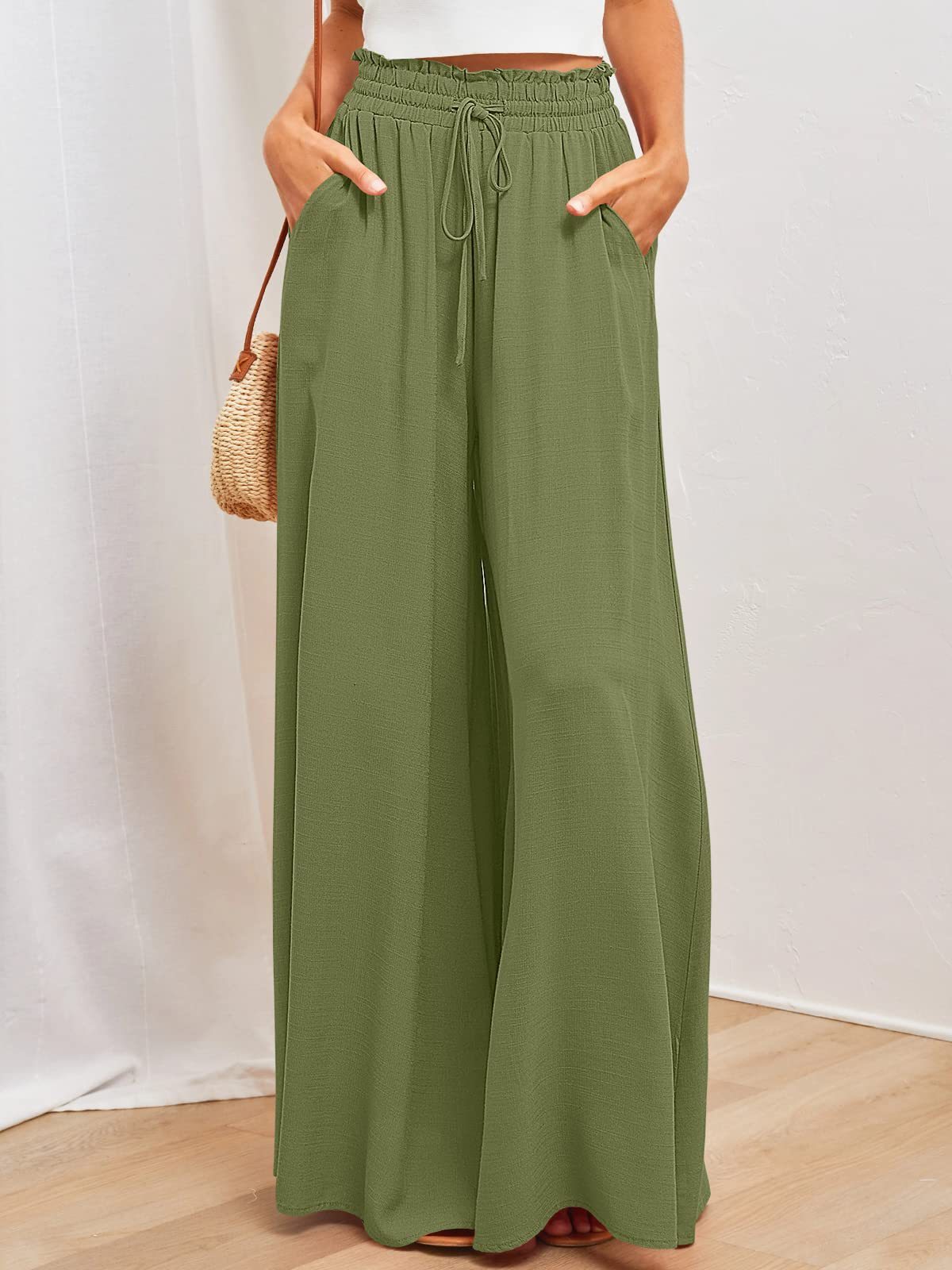 Women’s High Waist Wide-Leg Lounge Pants with Pockets