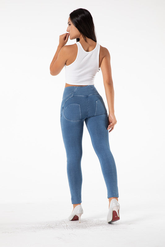 Shascullfites Women’s High Waist Butt-Lifting Jeggings – Push-Up Denim Leggings for Gym & Everyday Wear