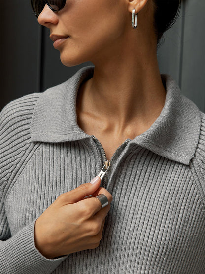 Women’s Casual Polo Collar Knitted Pullover Sweater