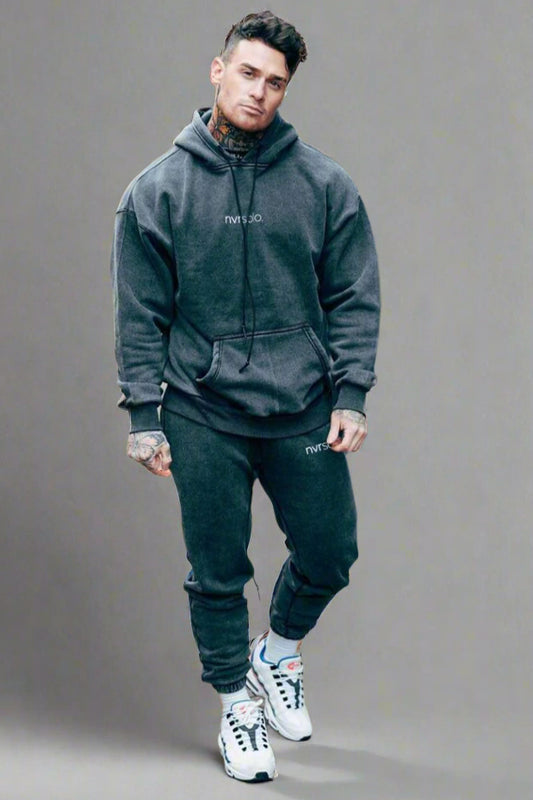Men’s Casual Hooded Sweater Set – Autumn Loose Fit 2-Piece Outfit