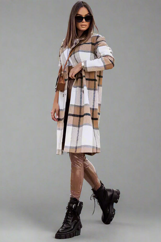 Mid-length Plaid Wool Coat - Fall/Winter Collection