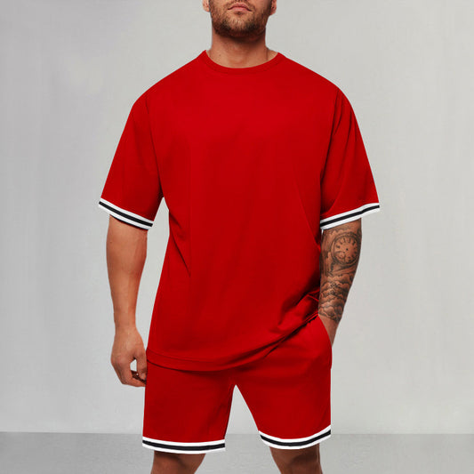 Men’s Sports & Leisure Two-Piece Set – Short Sleeve Top & Shorts