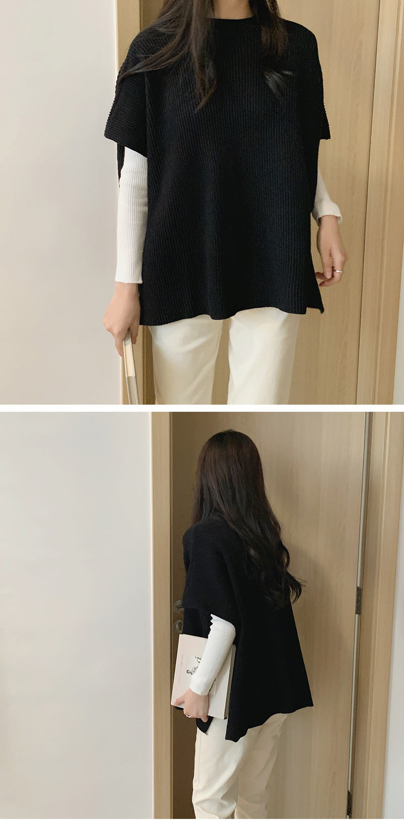 Women’s Elegant Loose Fit Cape Cloak Sweater