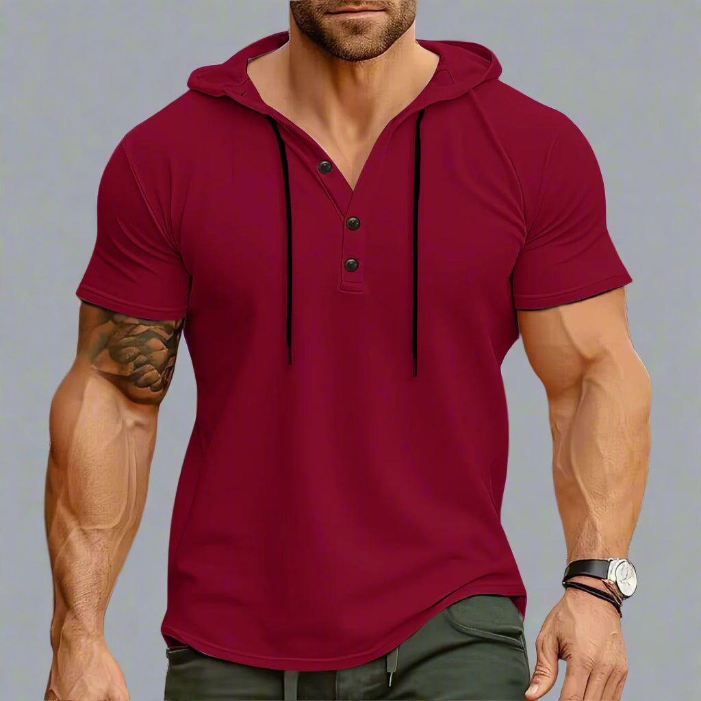 Men’s Hooded Workout Tee – Lightweight Short-Sleeve Fitness Top