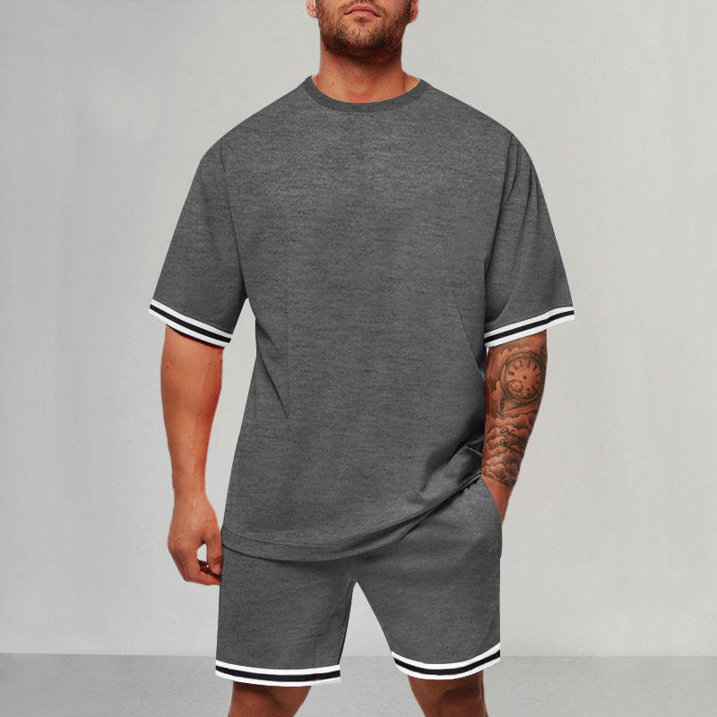 Men’s Sports & Leisure Two-Piece Set – Short Sleeve Top & Shorts