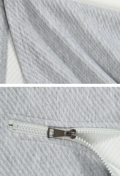 Men’s Twill Jacquard Half-Zip Shirt – Asymmetric Casual Top
