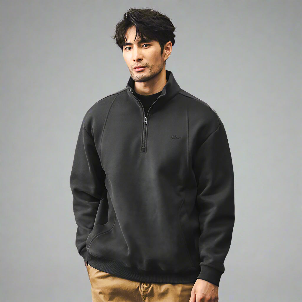 Men’s Fleece-Lined Zip-Up Pullover – Warm Cotton Jacket for Spring & Autumn