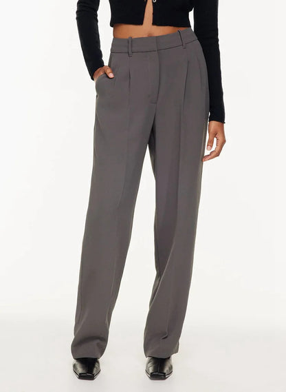 Women’s High Waist Wide-Leg Trousers with Pockets – Elegant Straight-Cut Casual Pants