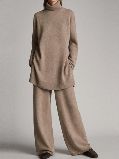Women’s Knitted Sweater & Trousers Set – Cozy Two-Piece Lounge Outfit