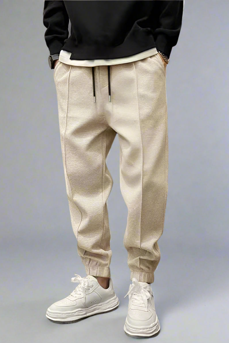Thick Drawstring Sweatpants – Ankle-Tied Relaxed Fit