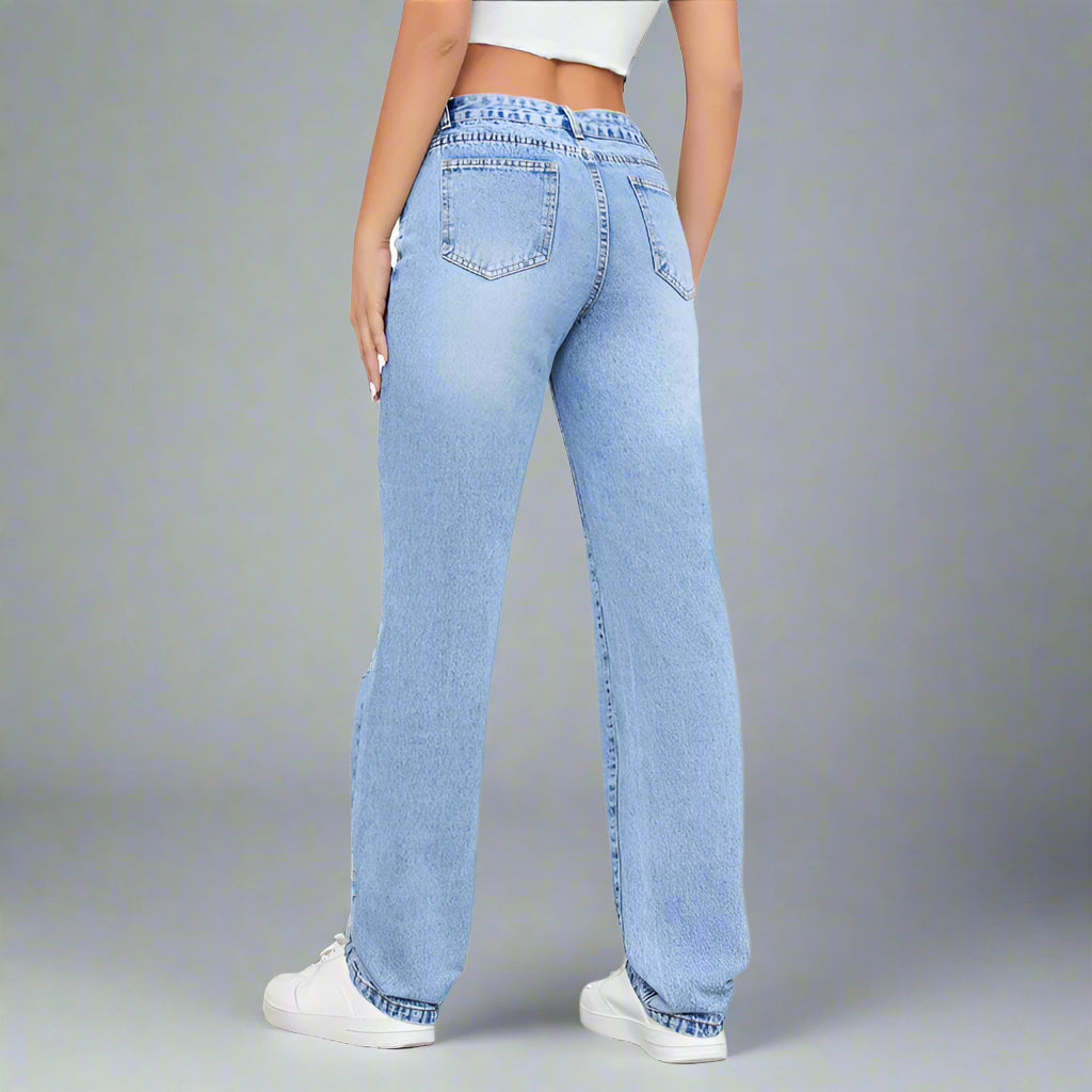 Loose High Waist Ripped Cotton Jeans
