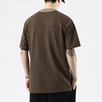 Men’s Summer Henley T-Shirt – Simple Solid Color Short Sleeve