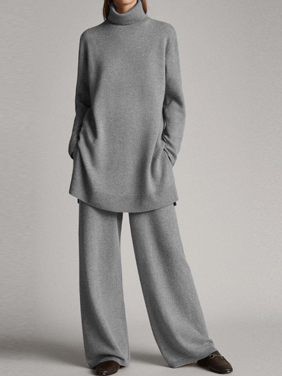 Women’s Knitted Sweater & Trousers Set – Cozy Two-Piece Lounge Outfit