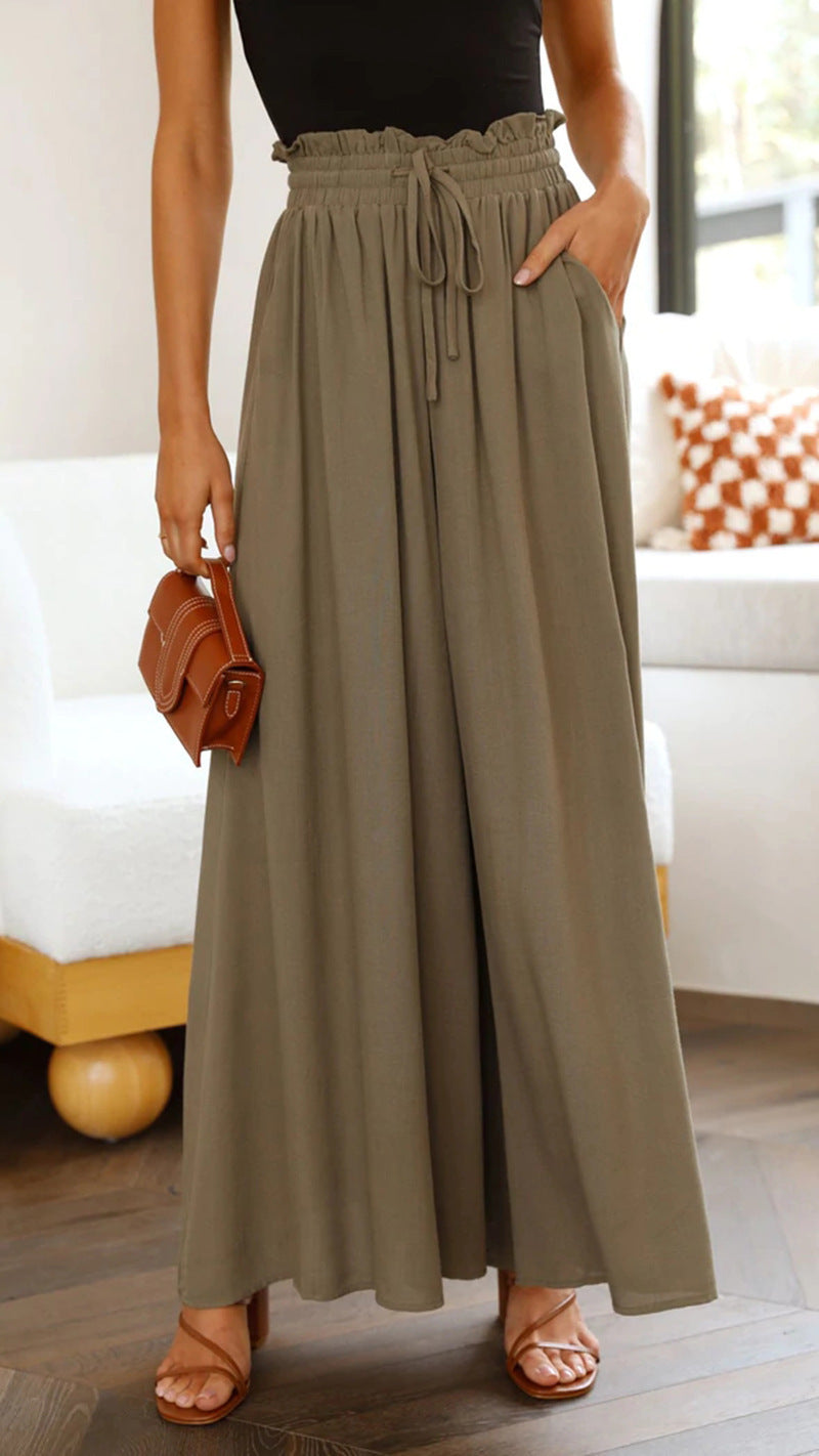Women’s High Waist Wide-Leg Lounge Pants with Pockets