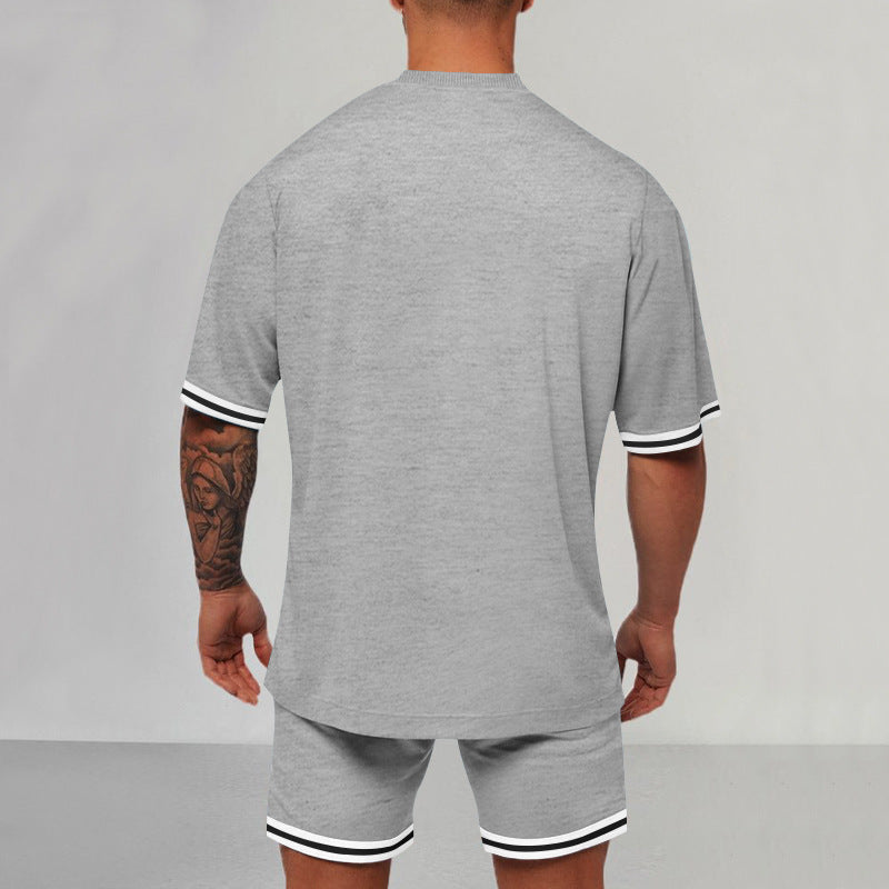 Men’s Sports & Leisure Two-Piece Set – Short Sleeve Top & Shorts