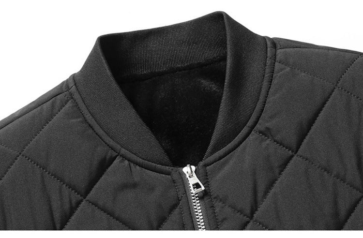 Men’s Quilted Cotton Baseball Jacket – Winter Warm, Windproof Casual Outerwear