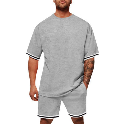 Men’s Sports & Leisure Two-Piece Set – Short Sleeve Top & Shorts