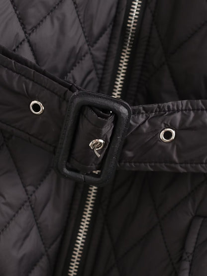 Belted Quilted Cotton Jacket – Casual Mid-Length Outerwear
