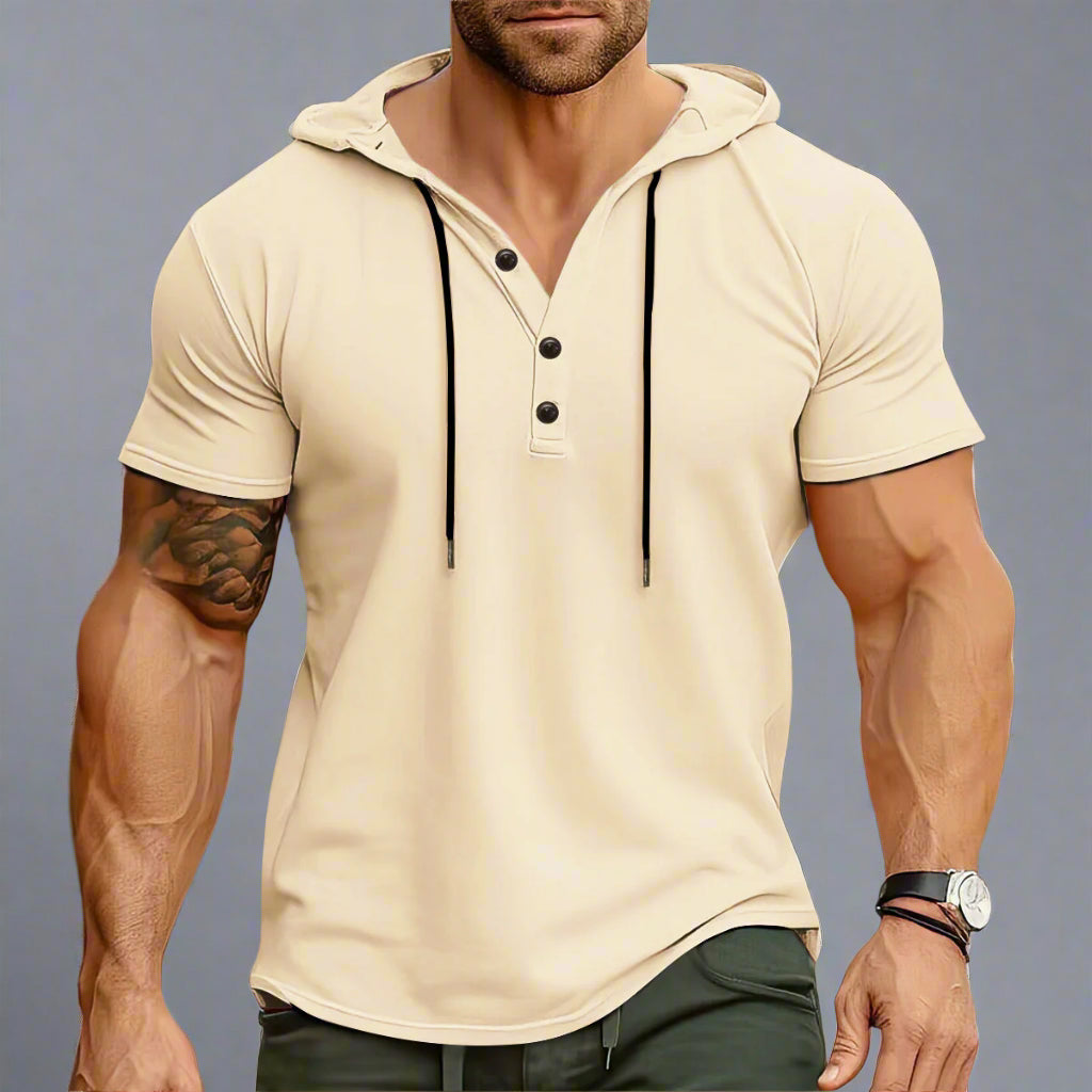 Men’s Hooded Workout Tee – Lightweight Short-Sleeve Fitness Top