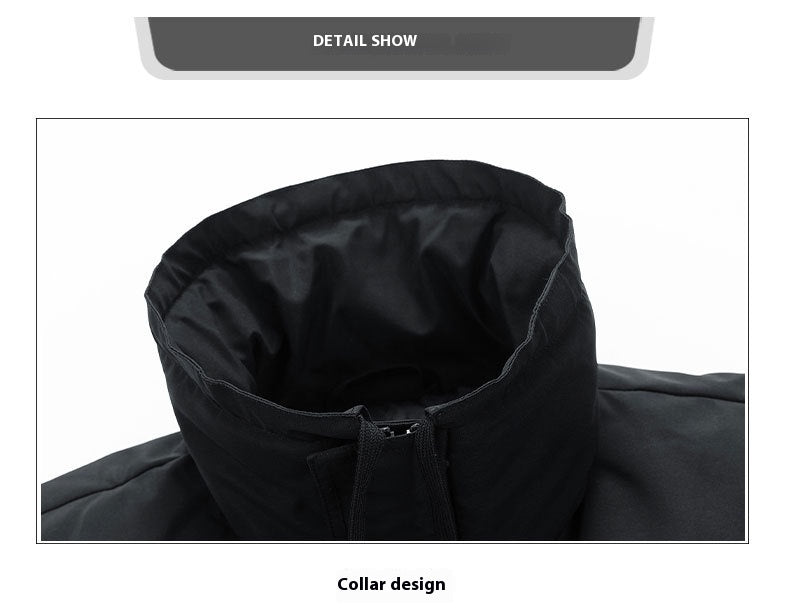 Men’s Puffer Jacket – Stand Collar Cotton-Filled Winter Coat