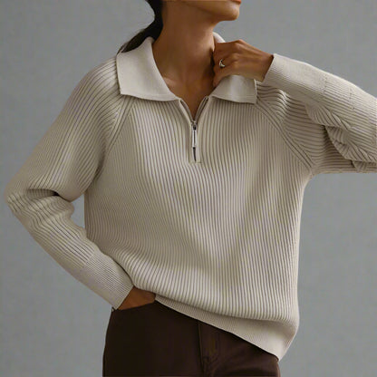 Women’s Casual Polo Collar Knitted Pullover Sweater