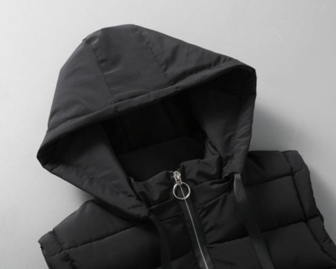 Men’s Thickened Cotton Padded Vest – Winter Casual Zip-Up Outerwear