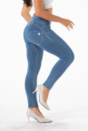 Shascullfites Women’s High Waist Butt-Lifting Jeggings – Push-Up Denim Leggings for Gym & Everyday Wear