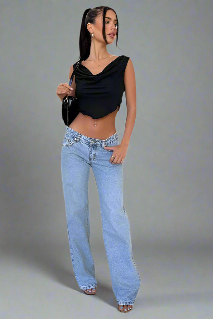Retro Loose Fit Straight Denim Trousers