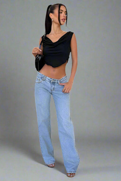 Retro Loose Fit Straight Denim Trousers