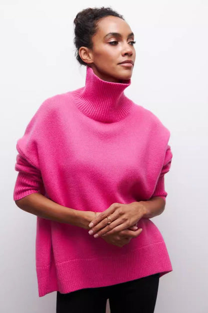 Loose Fit Mock Neck Casual Pullover Sweater