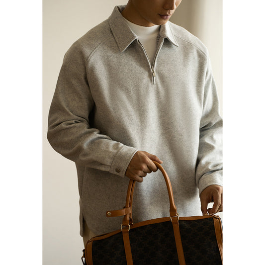 Men’s Half-Zip Pullover Sweater – Lightweight Lapel Top for Spring & Autumn