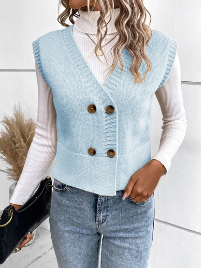 Women’s Knitted V-Neck Button Cardigan – Casual Soft Acrylic Sweater